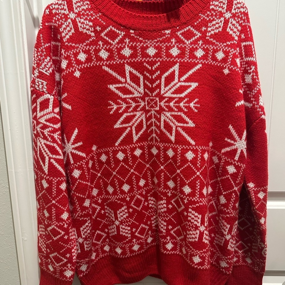 HEIMISH USA Red and White Knit Sweater